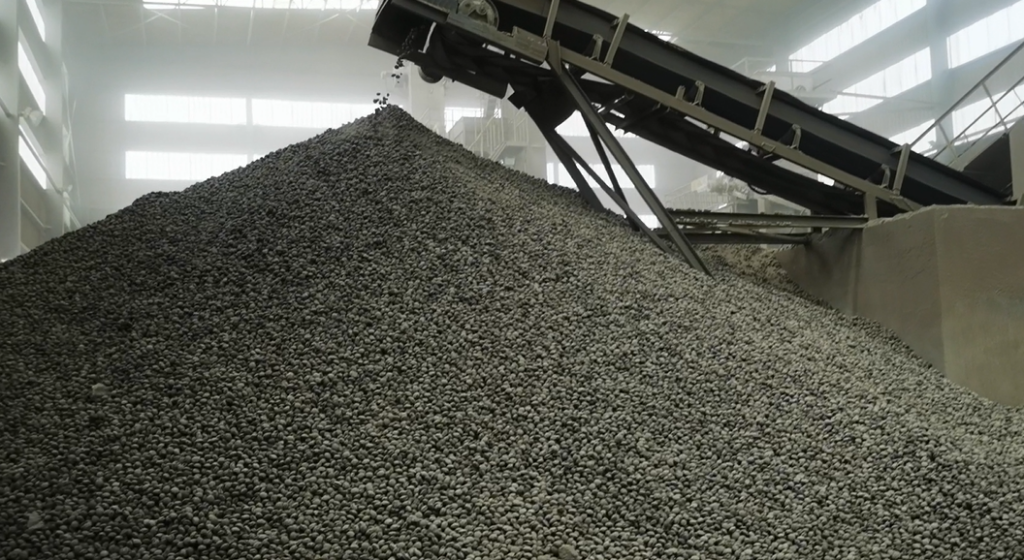 Phosphate Ore Powder Cold Briquettes pile