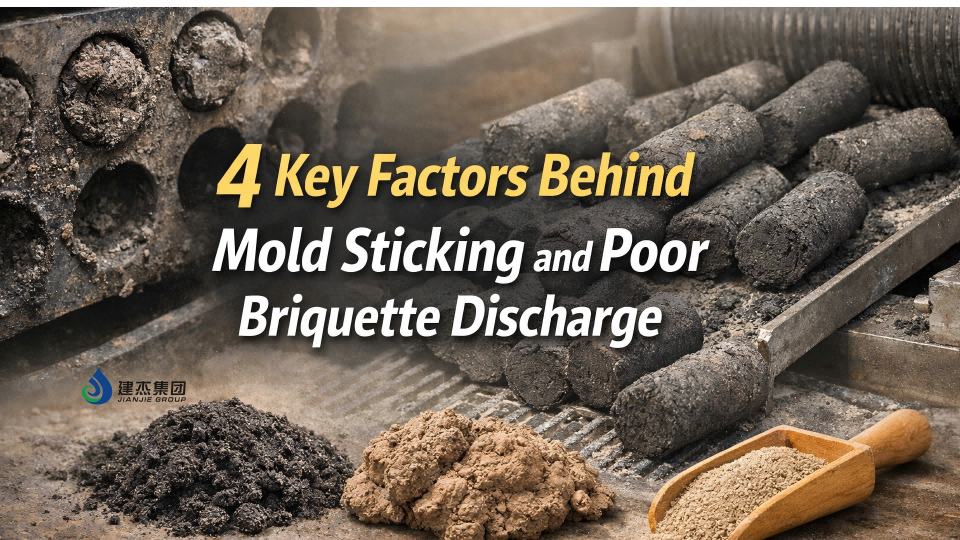 Banner-image-showing-mold-sticking-and-poor-briquette-discharge-in-a-cold-briquetting-process-highlighting-key-factors-affecting-briquette-forming-stability.