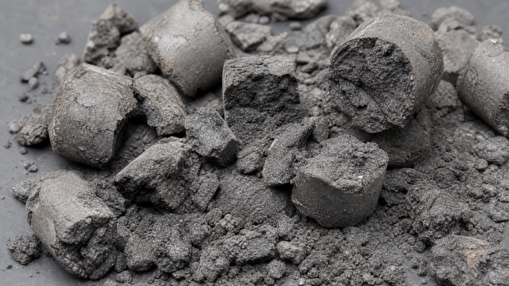 severely crumbled briquettes