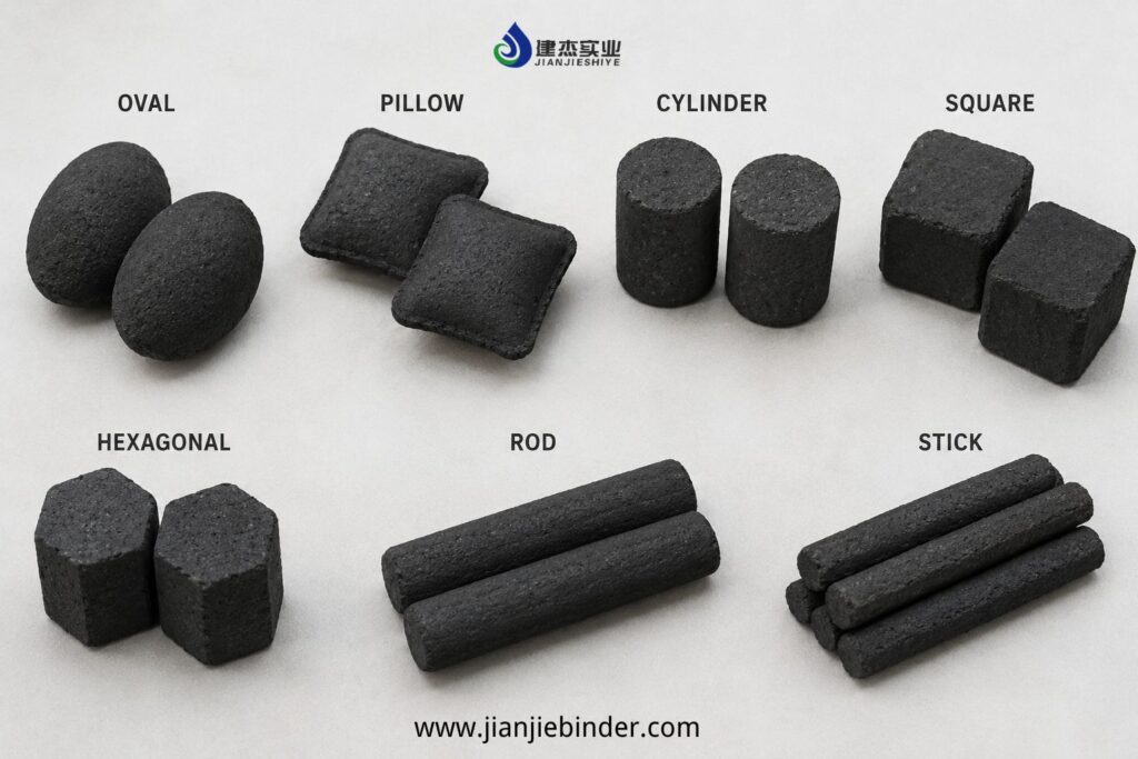different shapes of coal briquettes